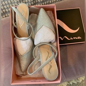 Silver Shoes Dressy strap 2 inch size 91/2